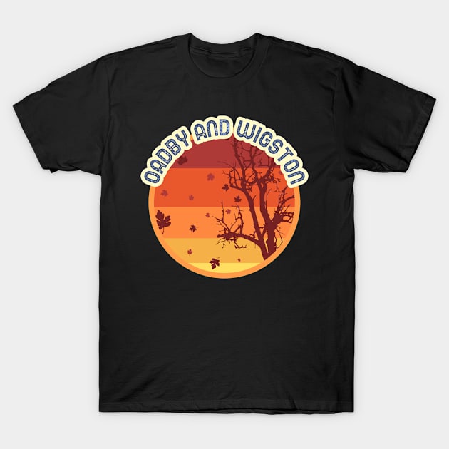 Oadby and Wigston England Great Britain Leaves Falling Autumn and Fall Amber Autumn, Best gift for September October and November, leaf falling T-Shirt by AbsurdStore